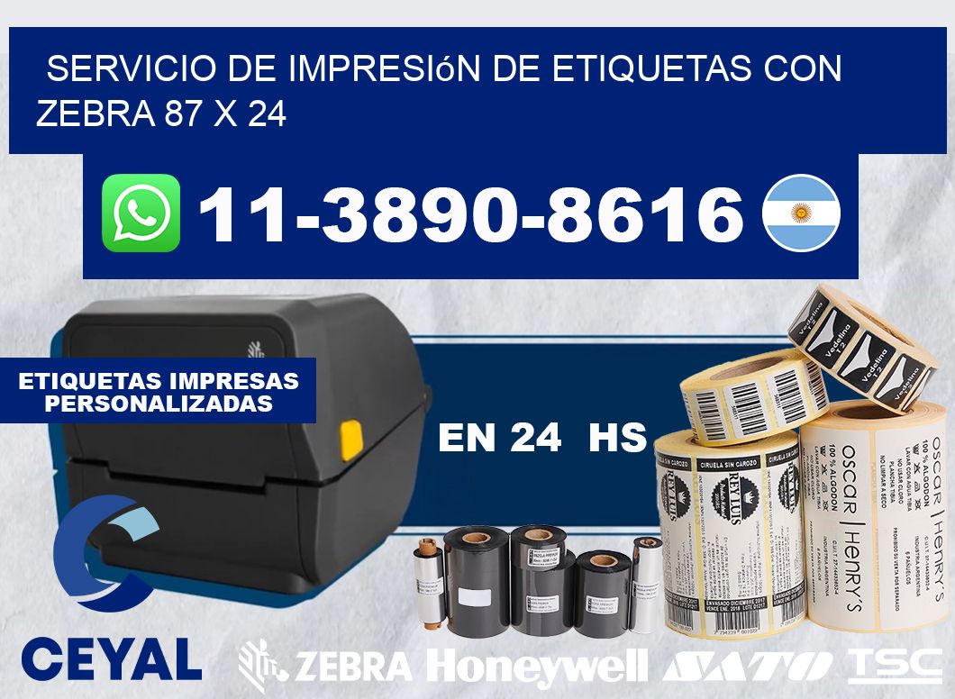 servicio de impresión de etiquetas con Zebra 87 x 24