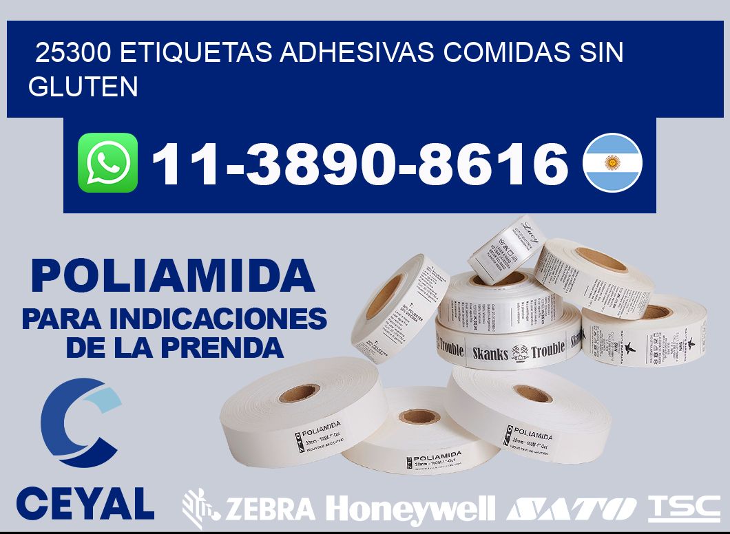 25300 etiquetas adhesivas comidas sin gluten