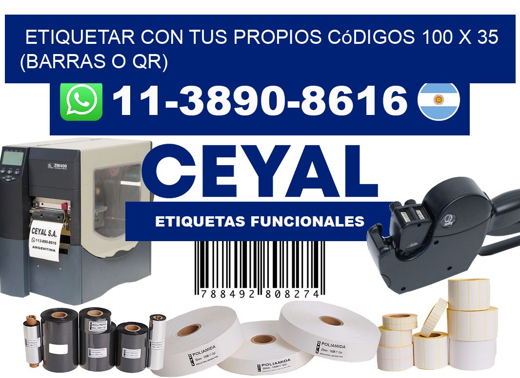 Etiquetar con tus propios códigos 100 x 35 (barras o QR)