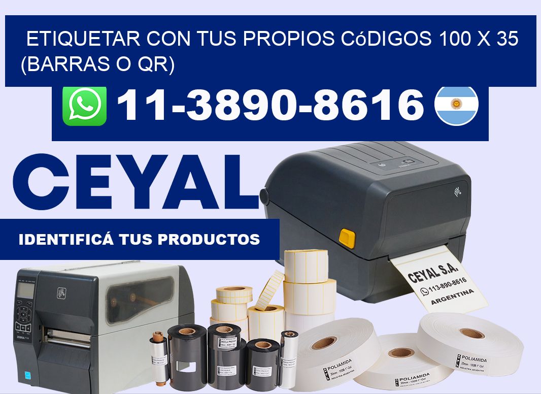 Etiquetar con tus propios códigos 100 x 35 (barras o QR)