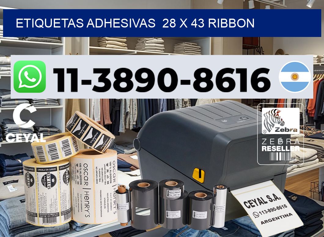 Etiquetas adhesivas  28 x 43 ribbon