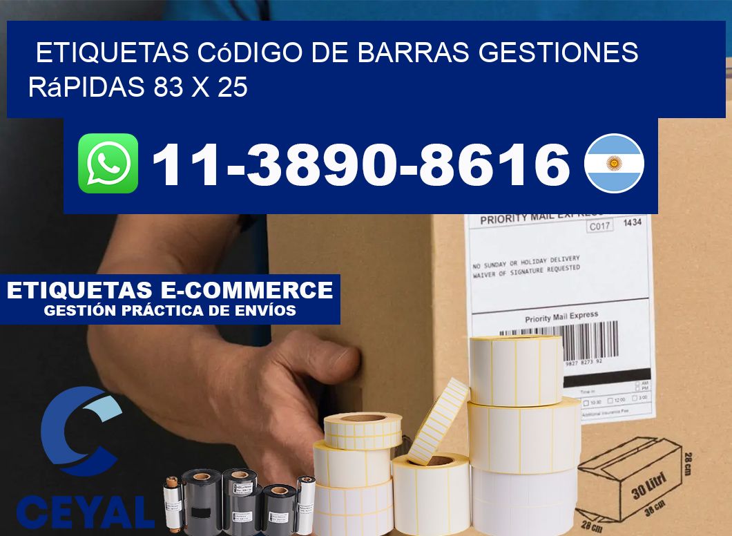 Etiquetas código de barras gestiones rápidas 83 x 25