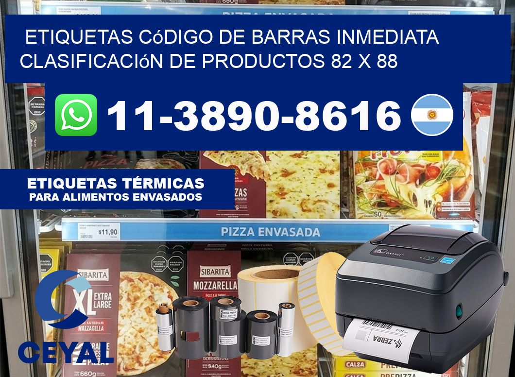 Etiquetas código de barras inmediata clasificación de productos 82 x 88