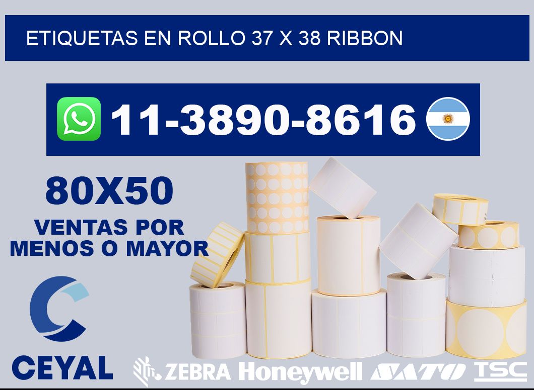 Etiquetas en rollo 37 x 38 ribbon