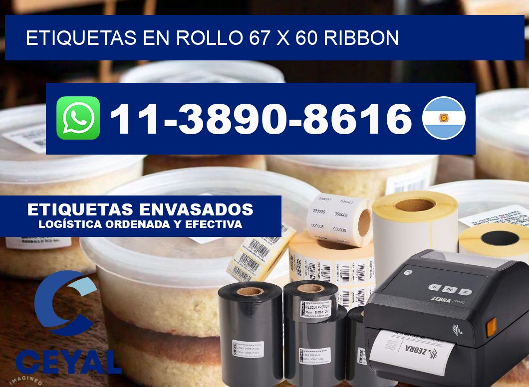 Etiquetas en rollo 67 x 60 ribbon