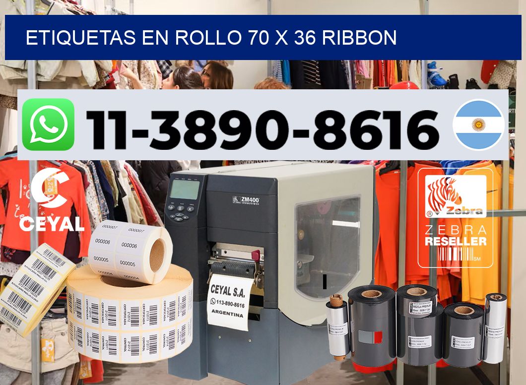 Etiquetas en rollo 70 x 36 ribbon