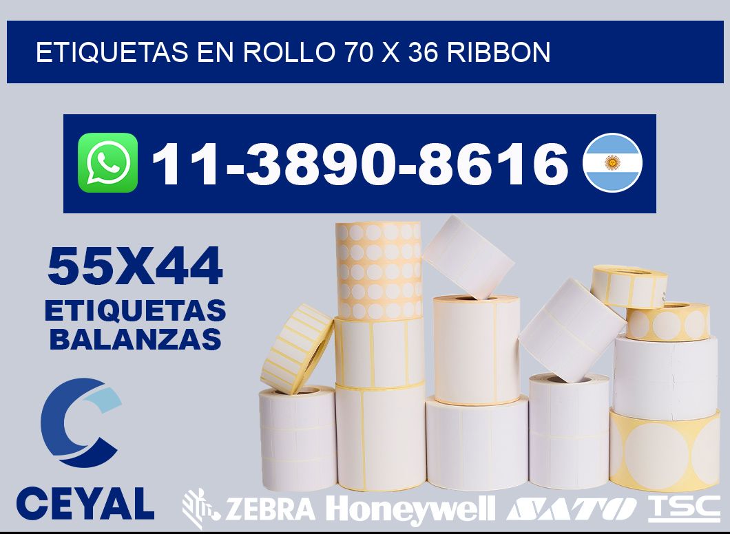 Etiquetas en rollo 70 x 36 ribbon