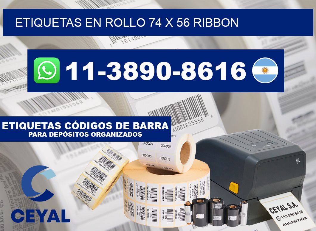 Etiquetas en rollo 74 x 56 ribbon