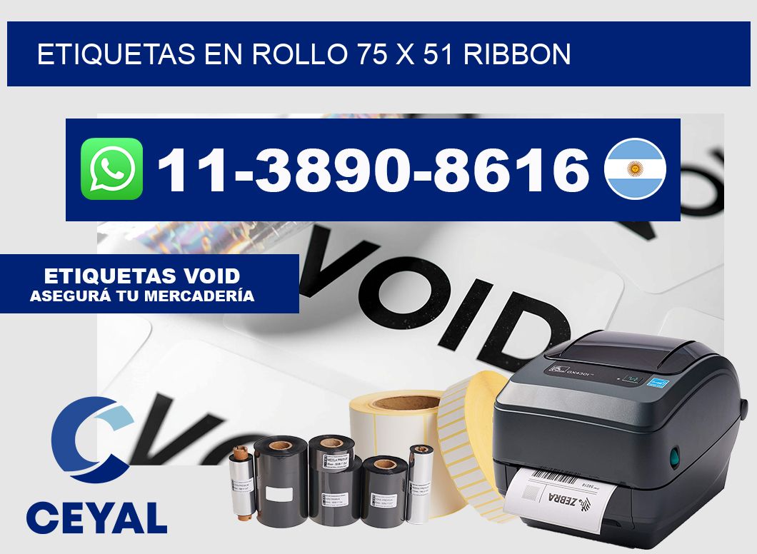 Etiquetas en rollo 75 x 51 ribbon
