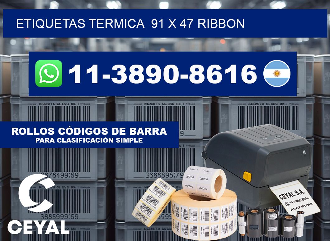 Etiquetas termica  91 x 47 ribbon