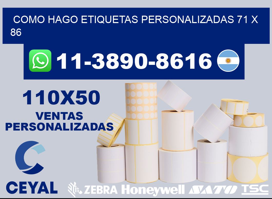 como hago etiquetas personalizadas 71 x 86
