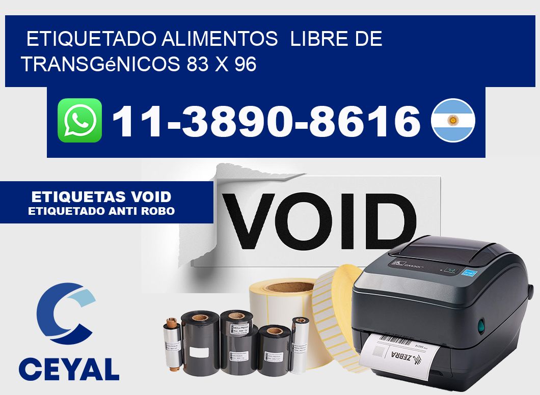 etiquetado alimentos  Libre de transgénicos 83 x 96