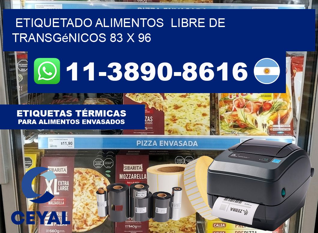 etiquetado alimentos  Libre de transgénicos 83 x 96