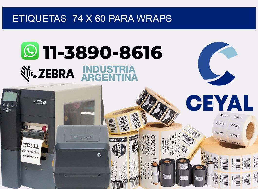 etiquetas  74 x 60 para Wraps