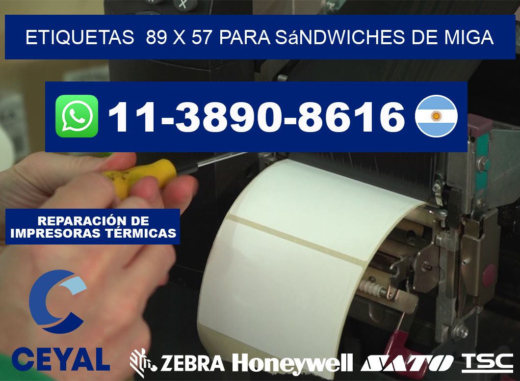 etiquetas 89 x 57 para Sándwiches de miga