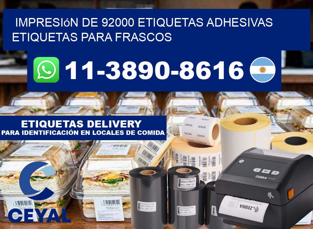 impresión de 92000 etiquetas adhesivas etiquetas para frascos