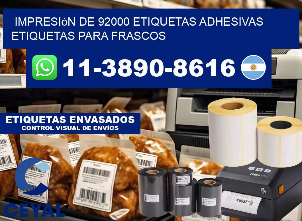 impresión de 92000 etiquetas adhesivas etiquetas para frascos