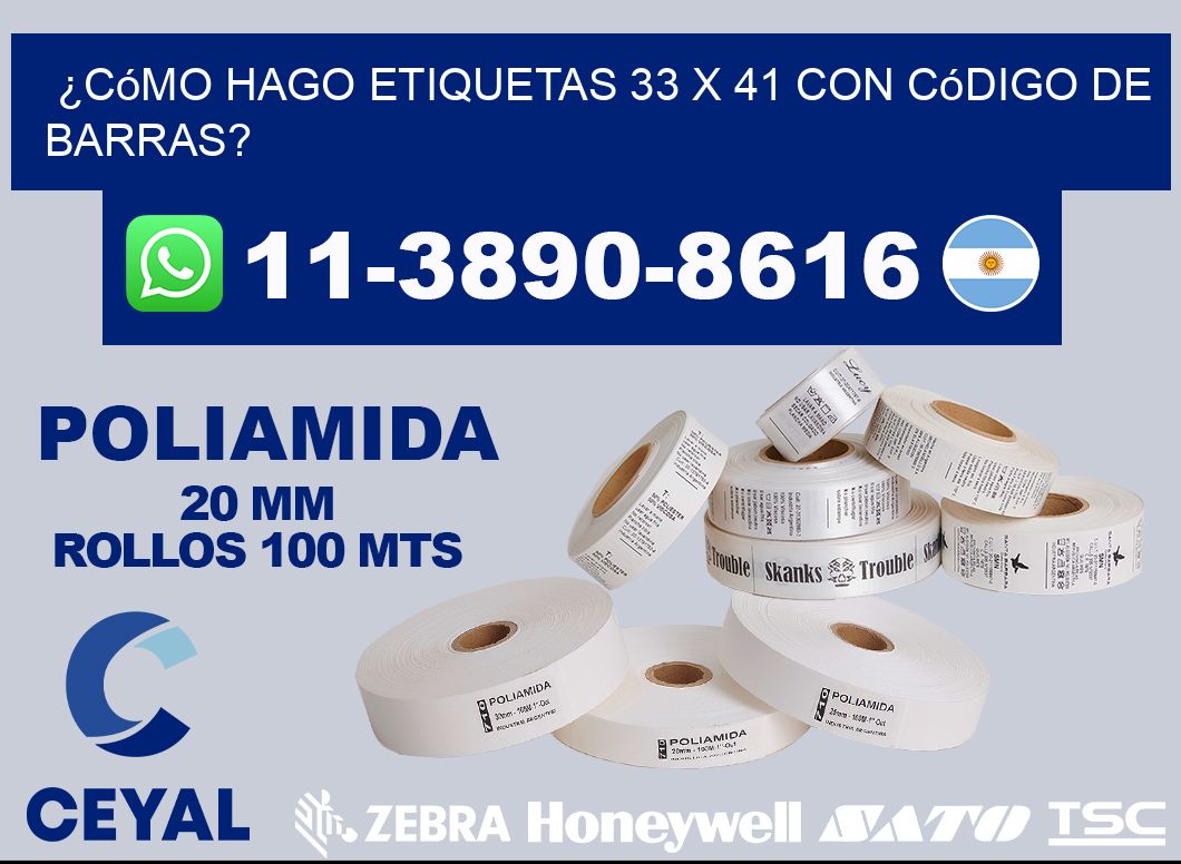¿Cómo hago etiquetas 33 x 41 con código de barras?