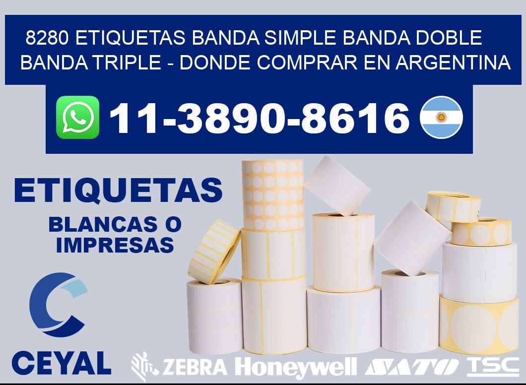 8280 etiquetas banda simple banda doble banda triple - Donde Comprar en Argentina