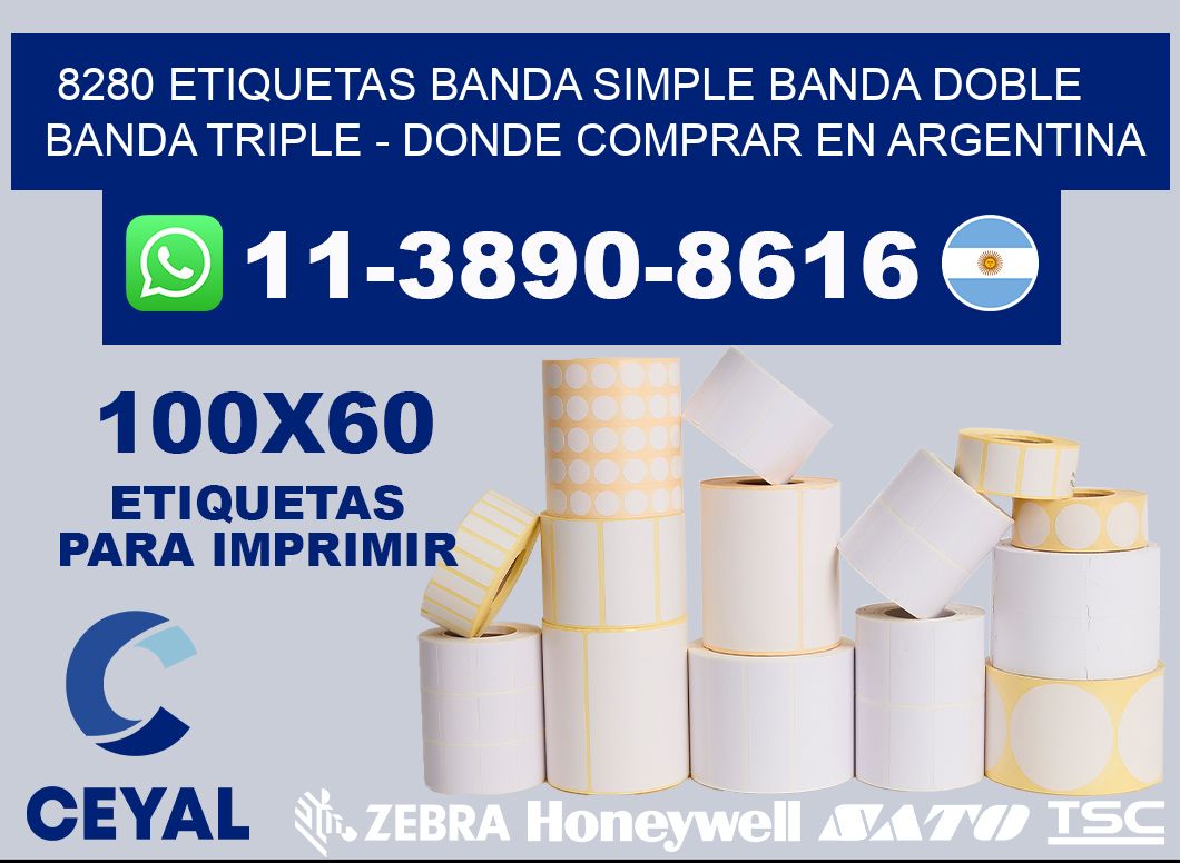 8280 etiquetas banda simple banda doble banda triple - Donde Comprar en Argentina