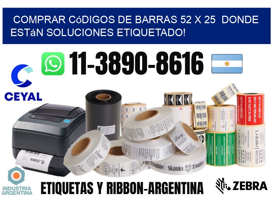 Comprar códigos de barras 52 x 25  donde están soluciones etiquetado!
