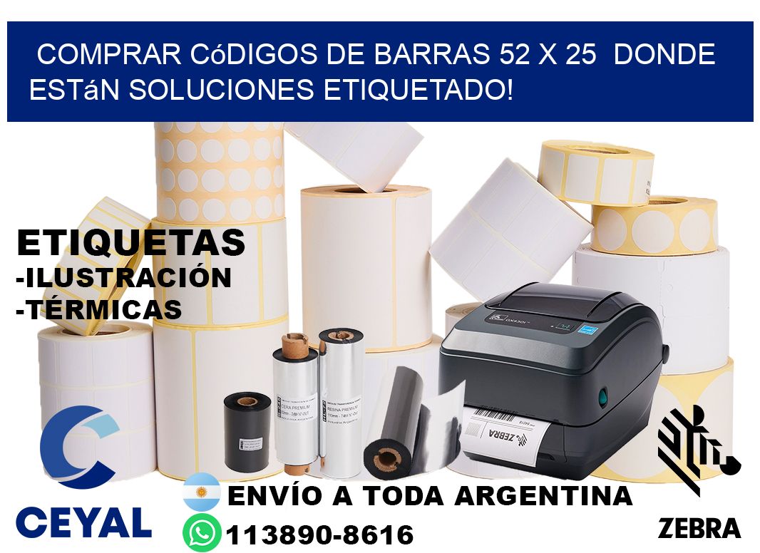 Comprar códigos de barras 52 x 25  donde están soluciones etiquetado!