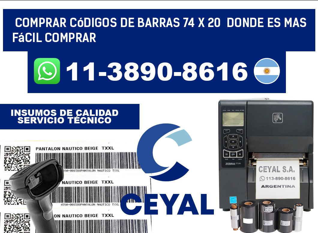 Comprar códigos de barras 74 x 20  Donde es mas fácil comprar