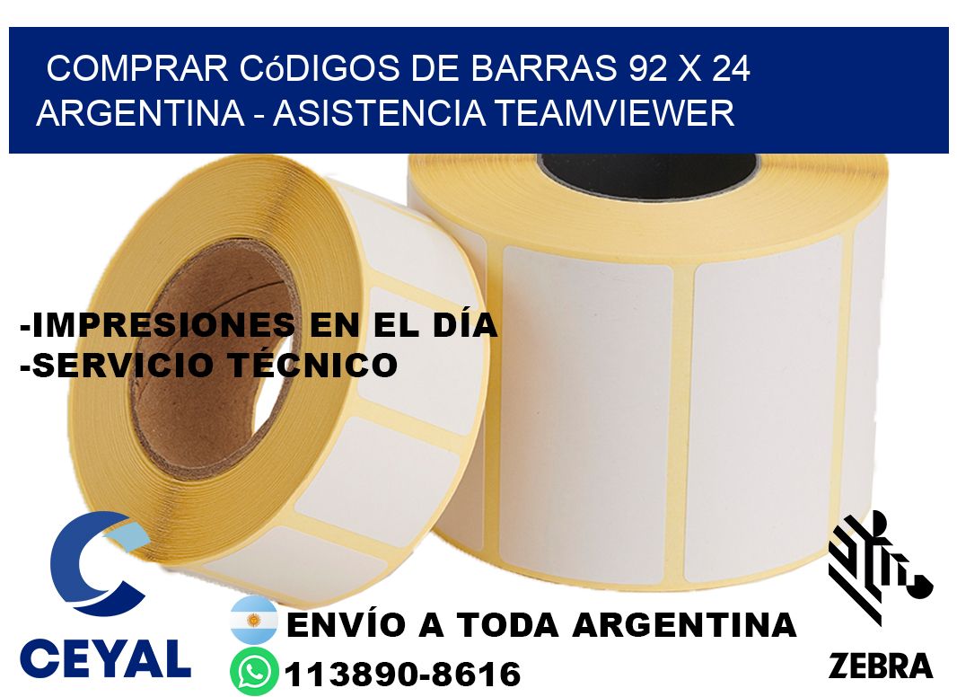 Comprar códigos de barras 92 x 24 argentina - asistencia teamviewer