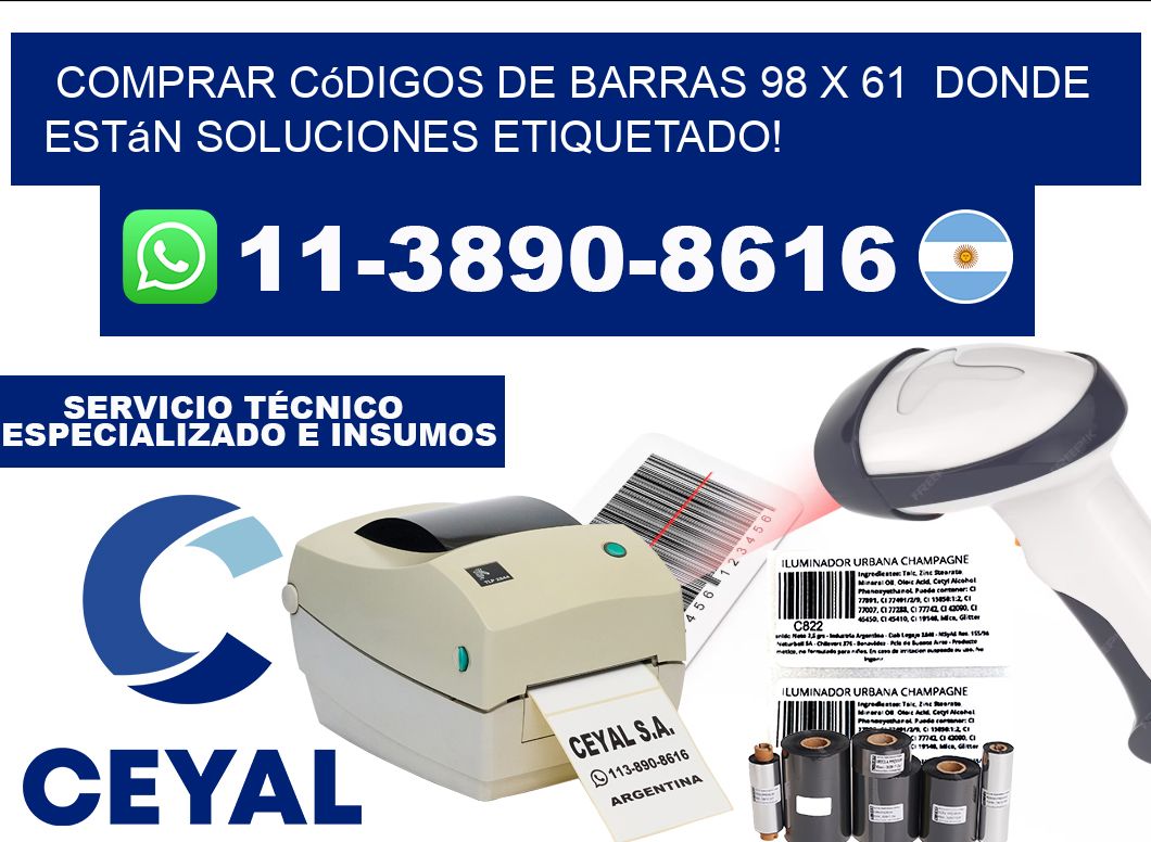 Comprar códigos de barras 98 x 61  donde están soluciones etiquetado!