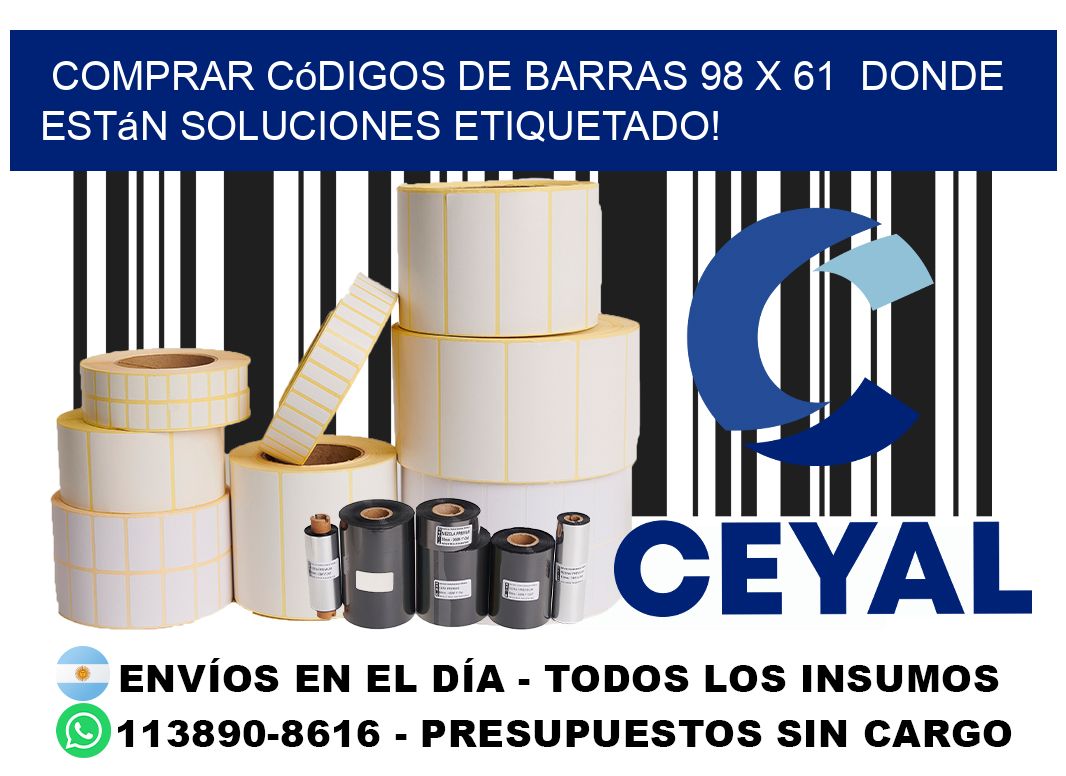 Comprar códigos de barras 98 x 61  donde están soluciones etiquetado!