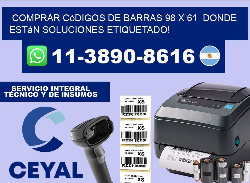 Comprar códigos de barras 98 x 61  donde están soluciones etiquetado!