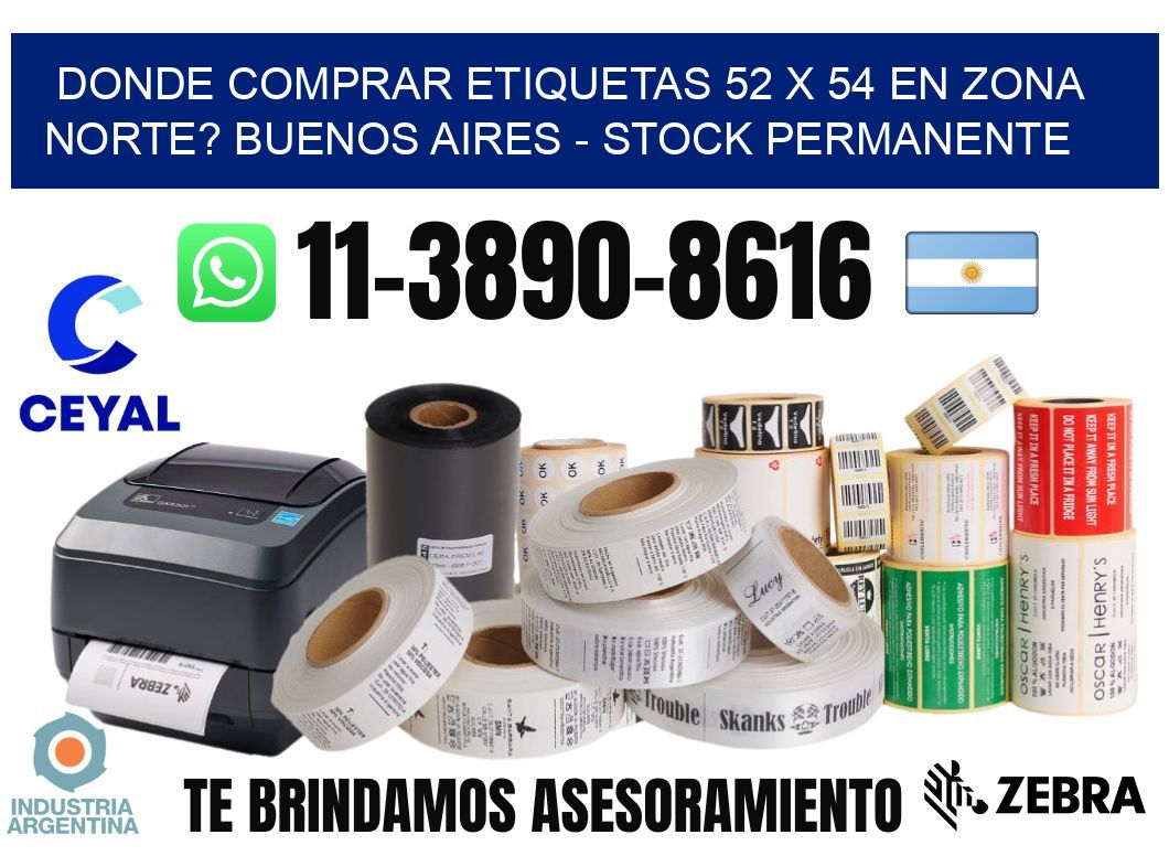 Donde Comprar etiquetas 52 x 54 en ZONA NORTE? Buenos Aires - Stock permanente