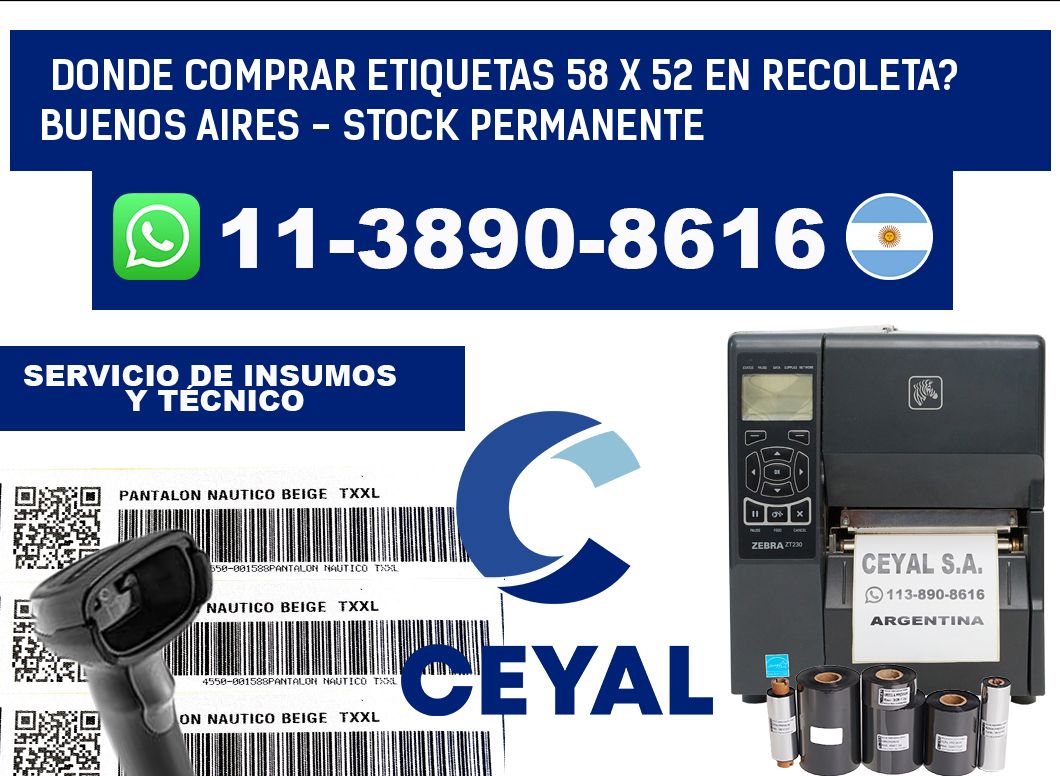 Donde Comprar etiquetas 58 x 52 en RECOLETA? Buenos Aires - Stock permanente