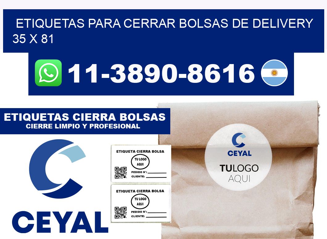 ETIQUETAS PARA CERRAR BOLSAS DE DELIVERY  35 x 81