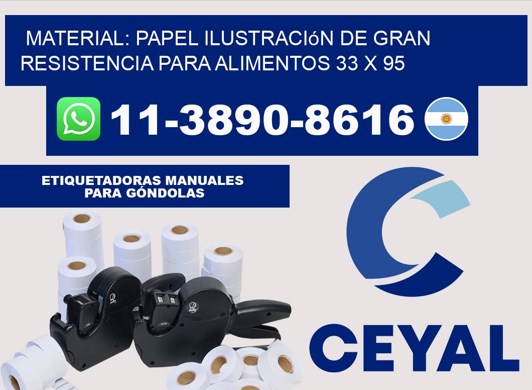 Material: papel ilustración de gran resistencia para alimentos 33 x 95
