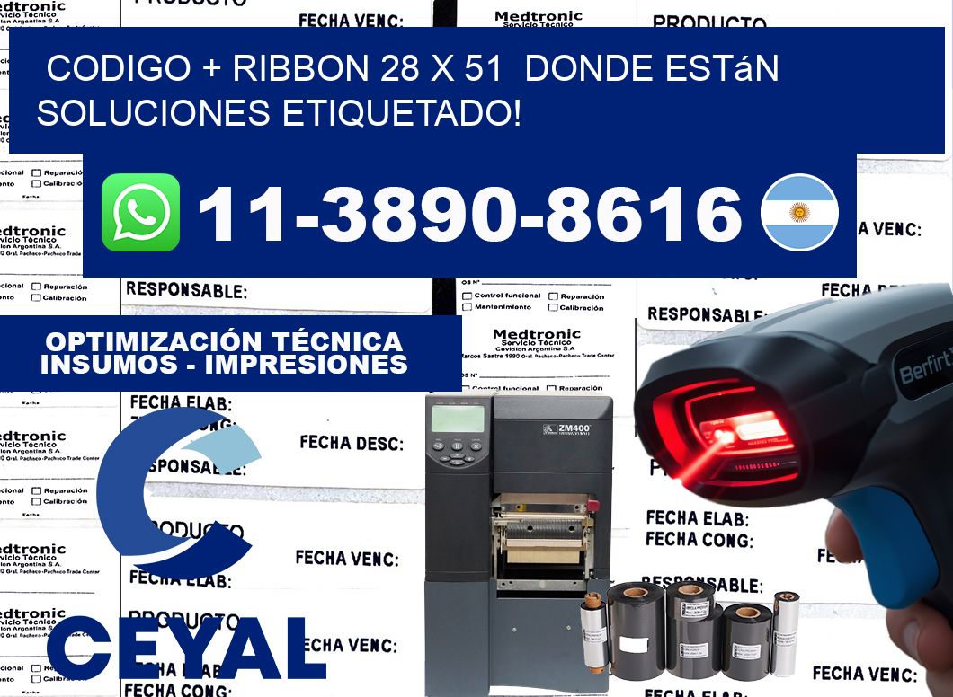 codigo + ribbon 28 x 51  donde están soluciones etiquetado!
