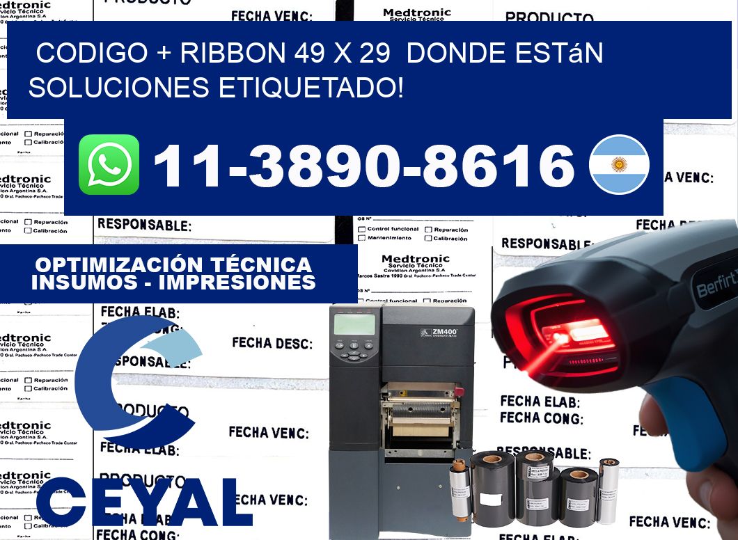 codigo + ribbon 49 x 29  donde están soluciones etiquetado!