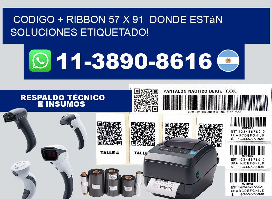 codigo + ribbon 57 x 91  donde están soluciones etiquetado!
