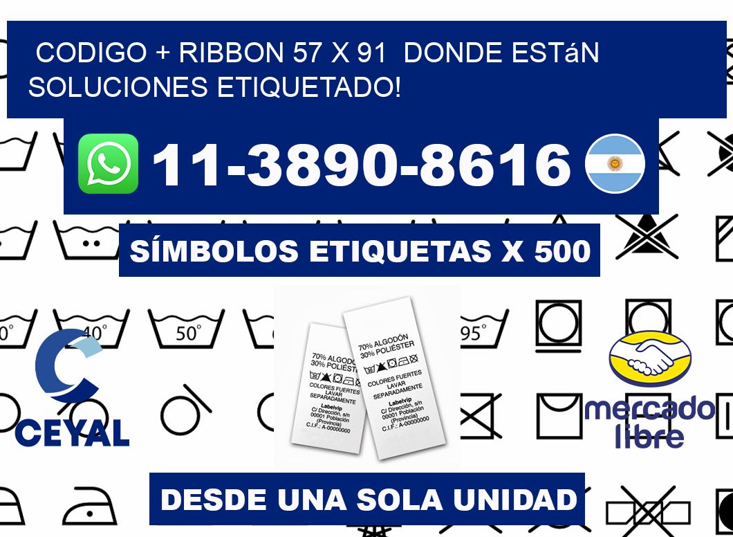 codigo + ribbon 57 x 91  donde están soluciones etiquetado!