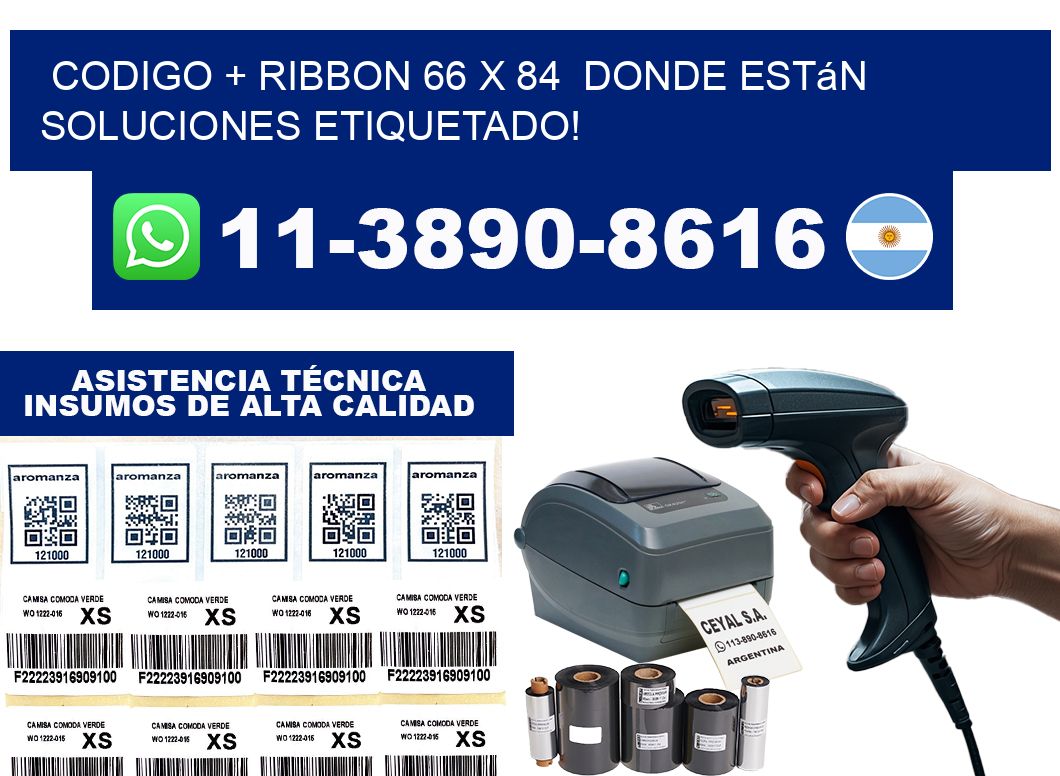 codigo + ribbon 66 x 84  donde están soluciones etiquetado!