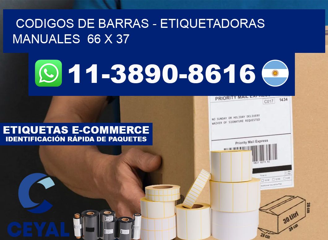 codigos de barras - Etiquetadoras Manuales  66 x 37