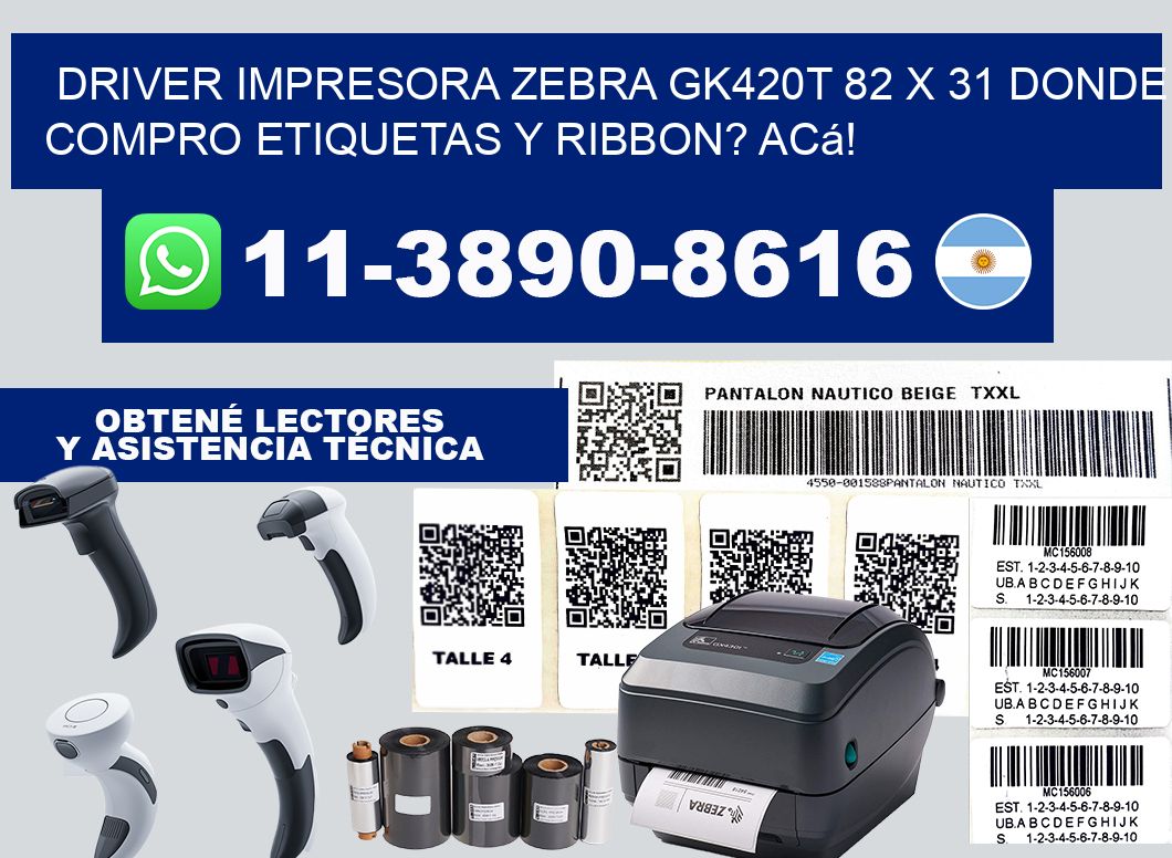 driver impresora zebra gk420t 82 x 31 Donde compro etiquetas y ribbon? Acá!