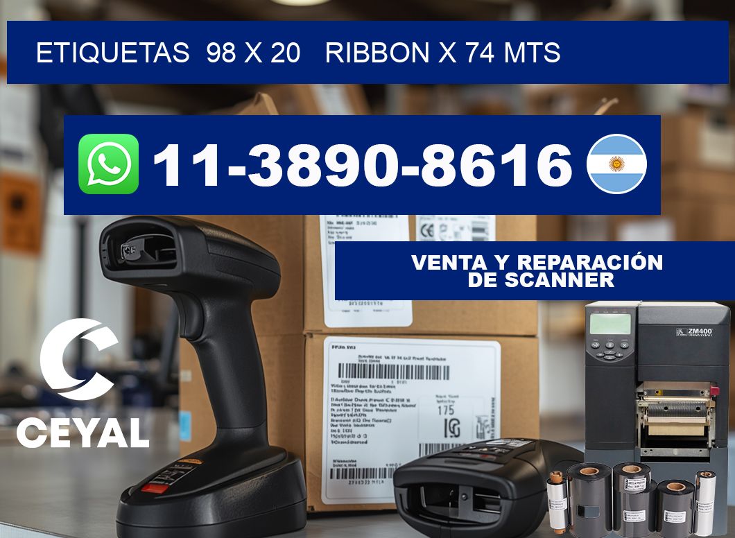 etiquetas  98 x 20   ribbon x 74 mts