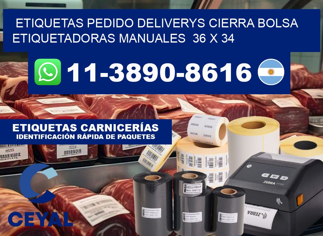 etiquetas pedido deliverys cierra bolsa  Etiquetadoras Manuales  36 x 34
