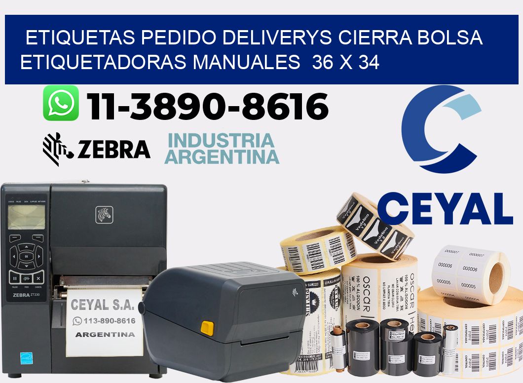 etiquetas pedido deliverys cierra bolsa  Etiquetadoras Manuales  36 x 34