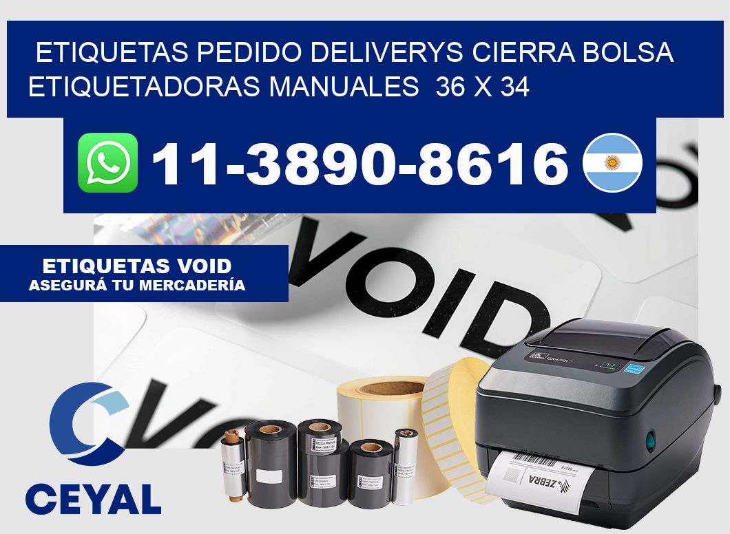 etiquetas pedido deliverys cierra bolsa  Etiquetadoras Manuales  36 x 34