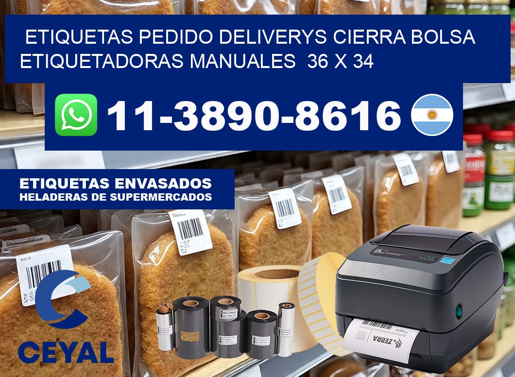 etiquetas pedido deliverys cierra bolsa  Etiquetadoras Manuales  36 x 34