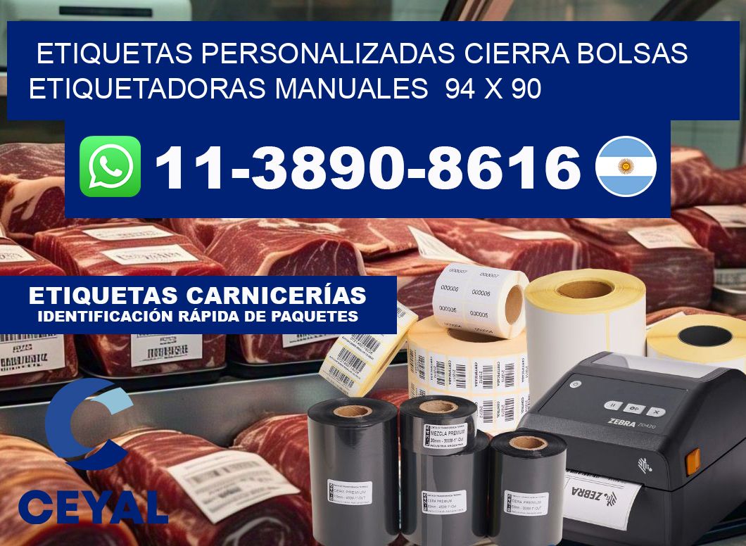 etiquetas personalizadas cierra bolsas  Etiquetadoras Manuales  94 x 90