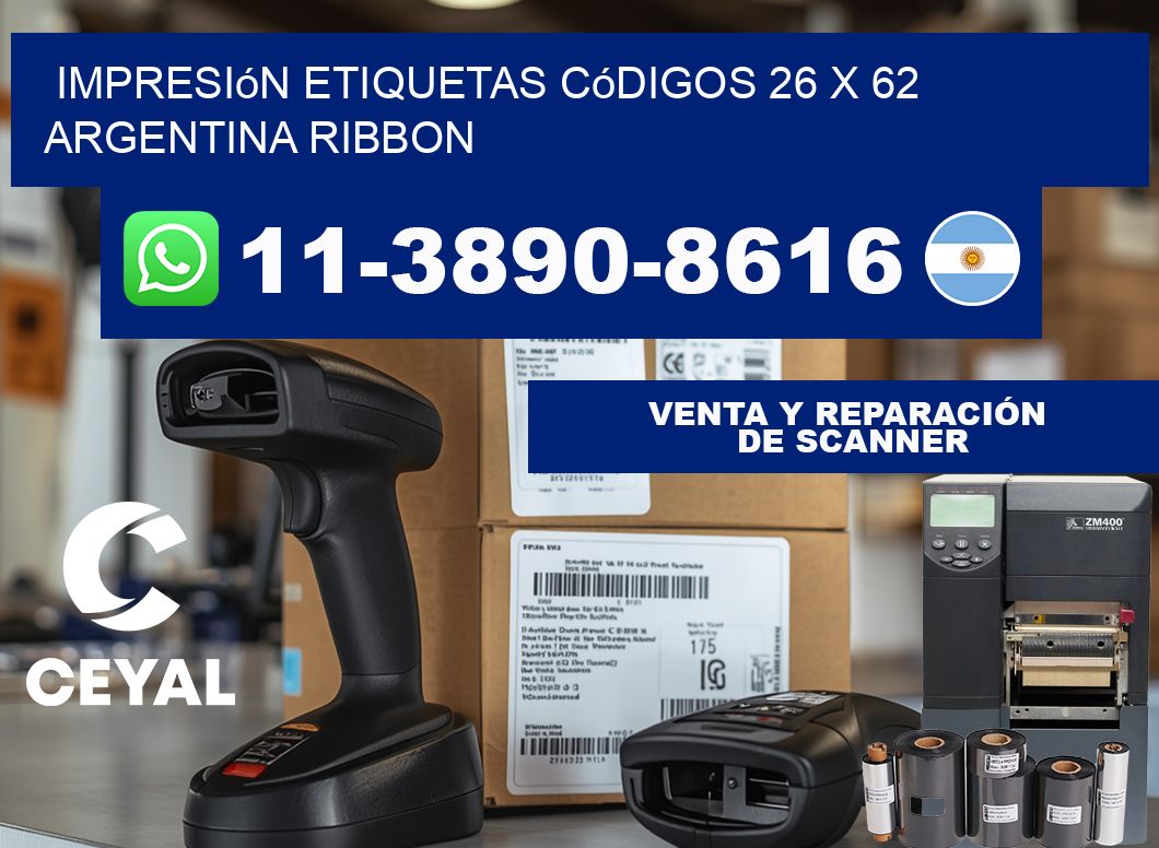 impresión etiquetas códigos 26 x 62 argentina ribbon
