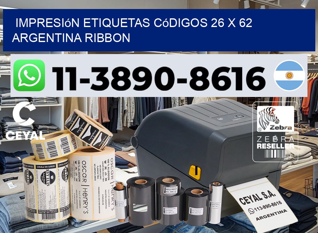 impresión etiquetas códigos 26 x 62 argentina ribbon